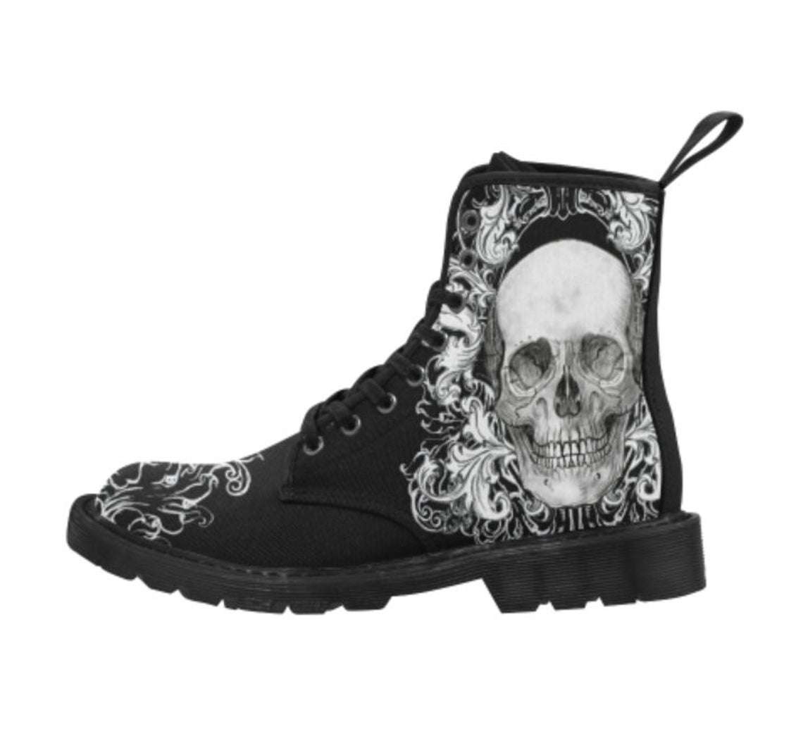 punk skull boots
