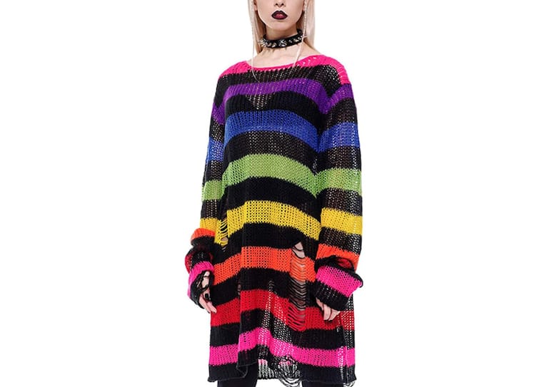 colorful goth sweater