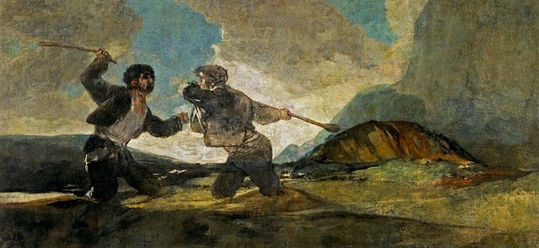 goya black paintings, fight with cudgels