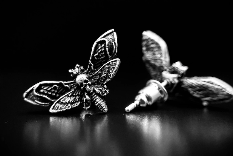 gothic moth earrings
