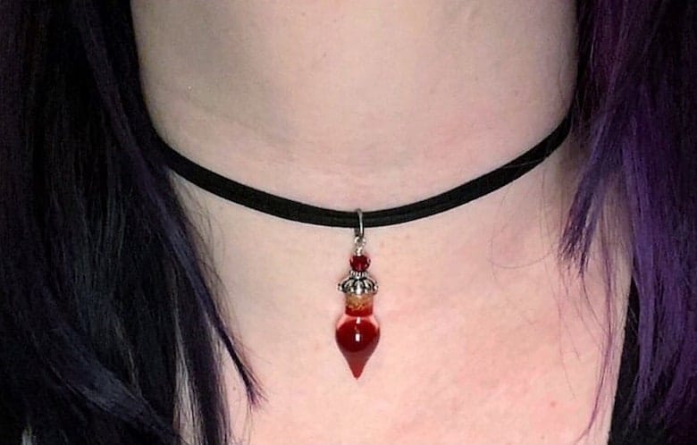 goth choker vial necklace for blood