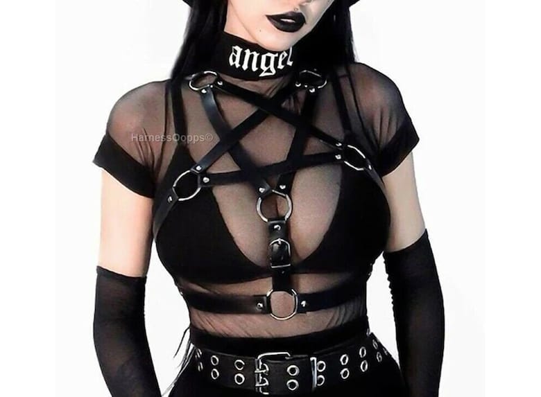 goth lingerie pentagram