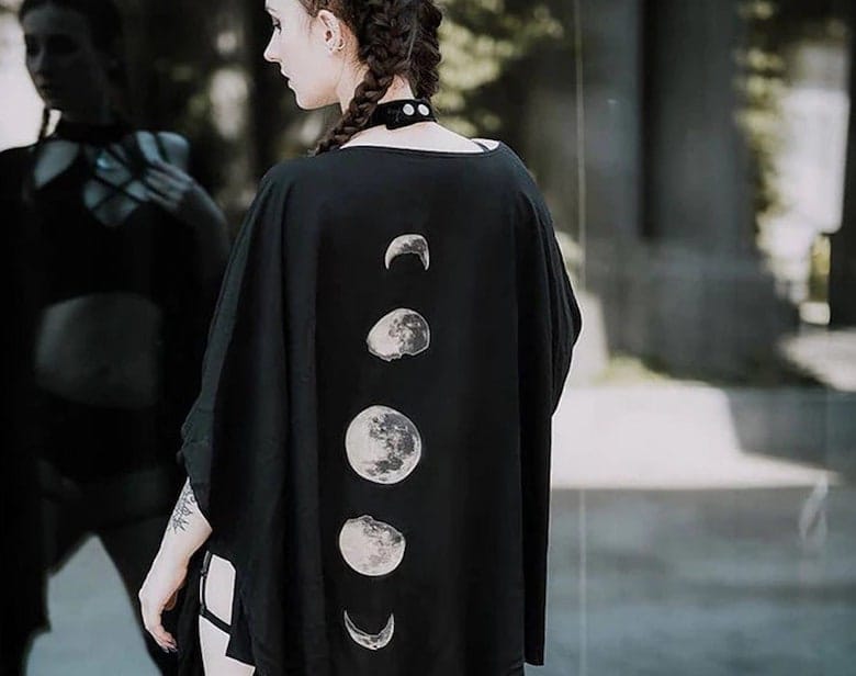 Phases of the Moon Plus Size Goth Shawl