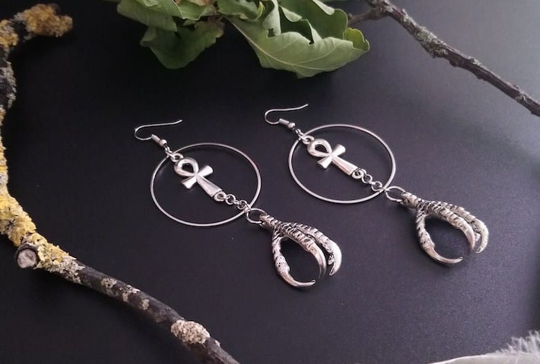 occult raven earrings